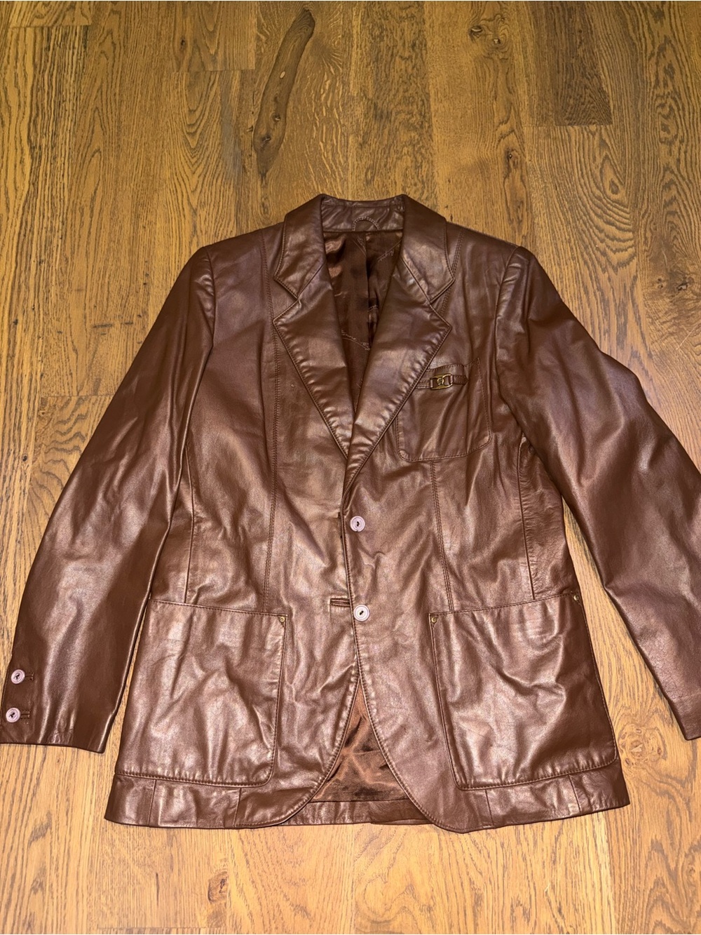 Etienne Aigner Brown Leather Blazer Jacket- genuine leather chocolate brown M